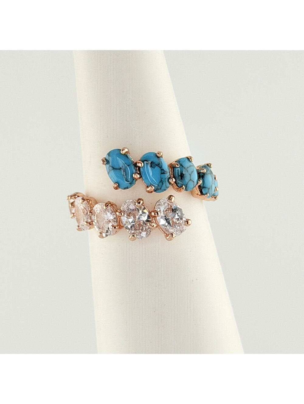Bomb Party Ring Sz 8 "Split The Sky For Us Both " Turquoise Magnesite Rose Gold